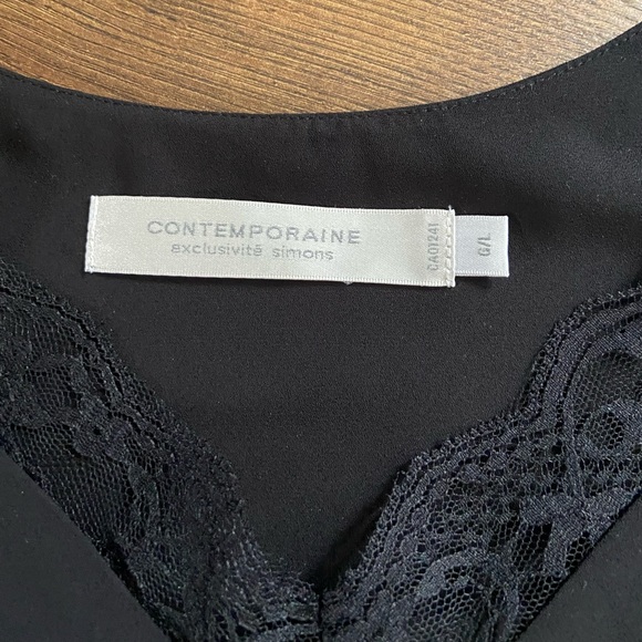 Simons Black Lace Trim Silky Cami, Size Large - Picture 3 of 8